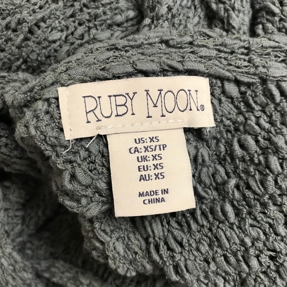 Ruby Moon Knit Deep Open Back Textured Sweater In Slate Teal In Size X-Small - Picture 10 of 12